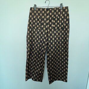 NWOT Jules & Leopold Black/Gold Jacquard Crop Trousers L